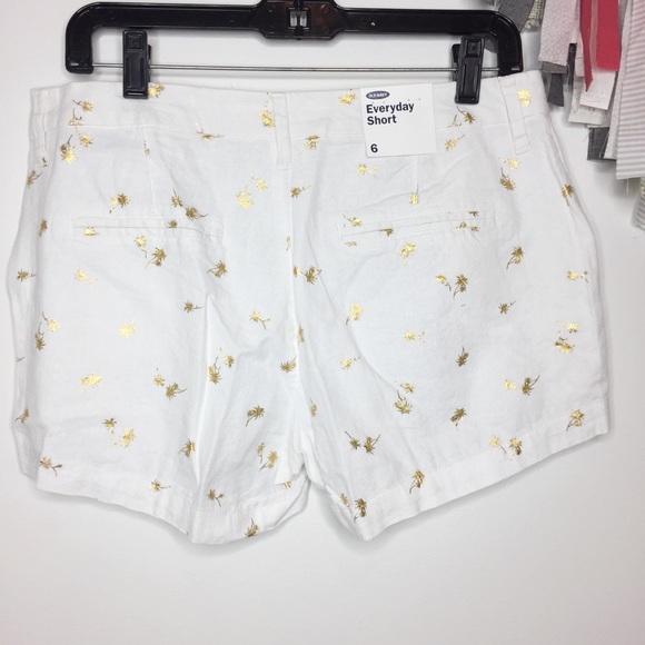 NWT Old Navy Shorts white gold palm trees 6 8 10 - Picture 4 of 5